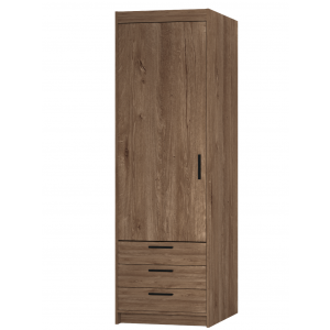 Wąska szafa z szufladami 60 cm jednodrzwiowa TRINO garderoba dąb lefkas